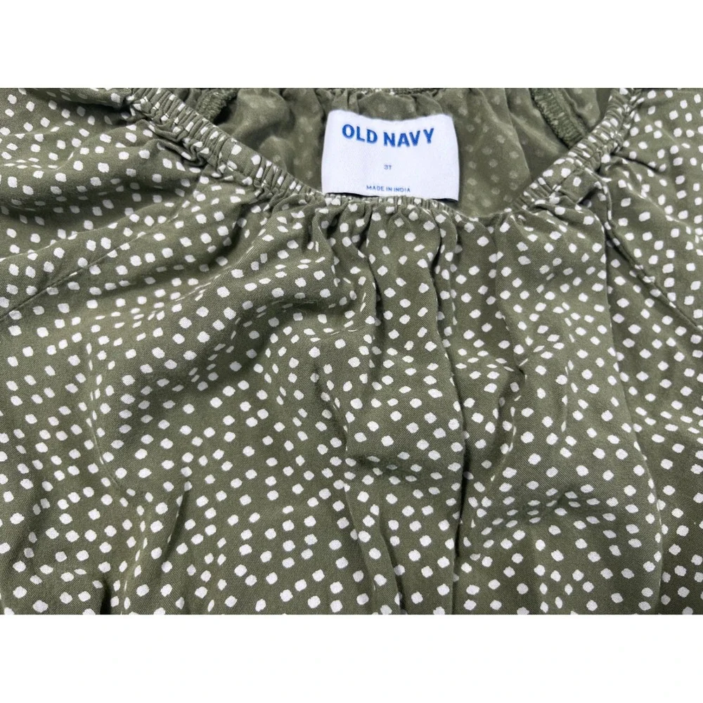 Old Navy Toddler Girls‎ Romper Size 3T Olive Green Polka Dot Flutter Sleeve